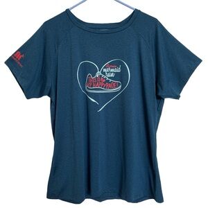 Women’s Ladies heathered blue mermaid run performance tech shirt SZ Med-XXL